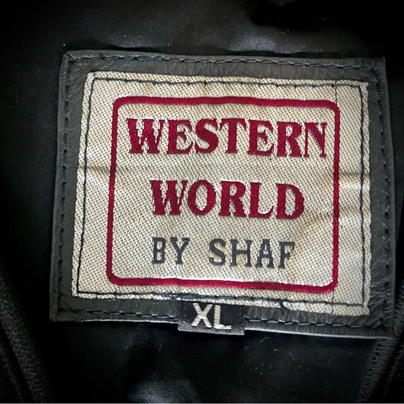 Western World by Shaf black leather jacket with fringe bone beads and studs XL - Picture 10 of 10